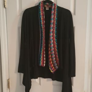 Crochet neck knit cardigan